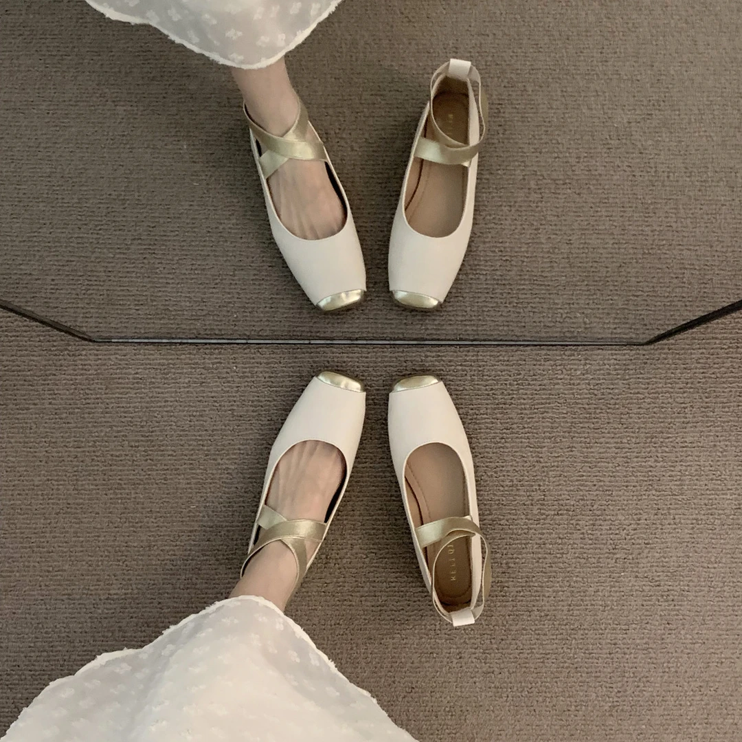 小众女平底百搭气质2025春夏季仙女暖杏芭蕾舞鞋外穿晚晚单鞋鞋子