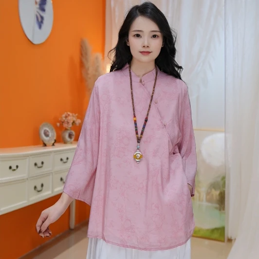 【夏款103号】新中式女装新款盘扣苎麻刺绣上衣