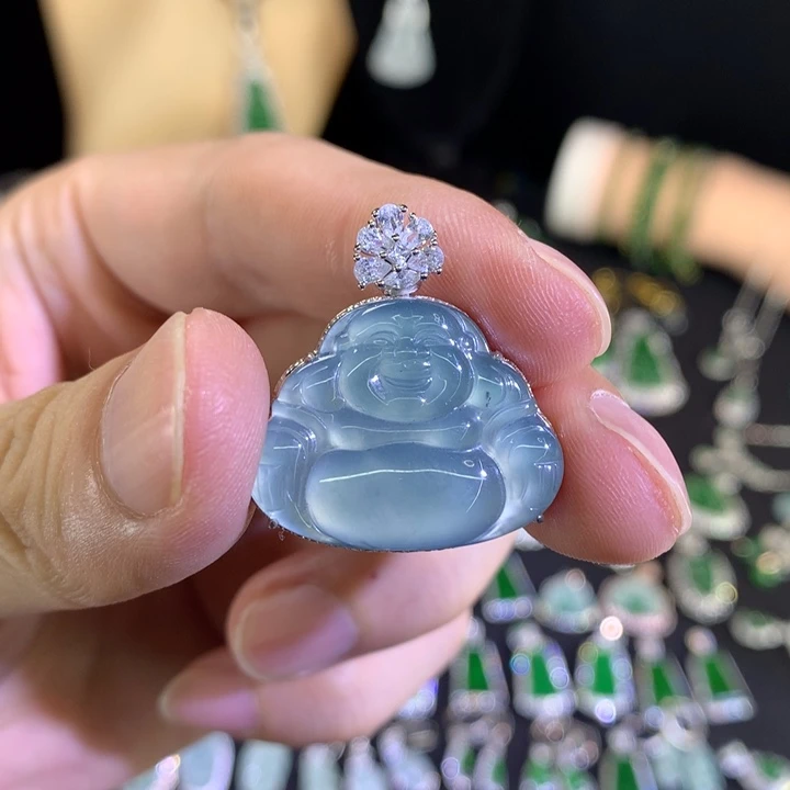 颈饰银S925镶嵌翡翠