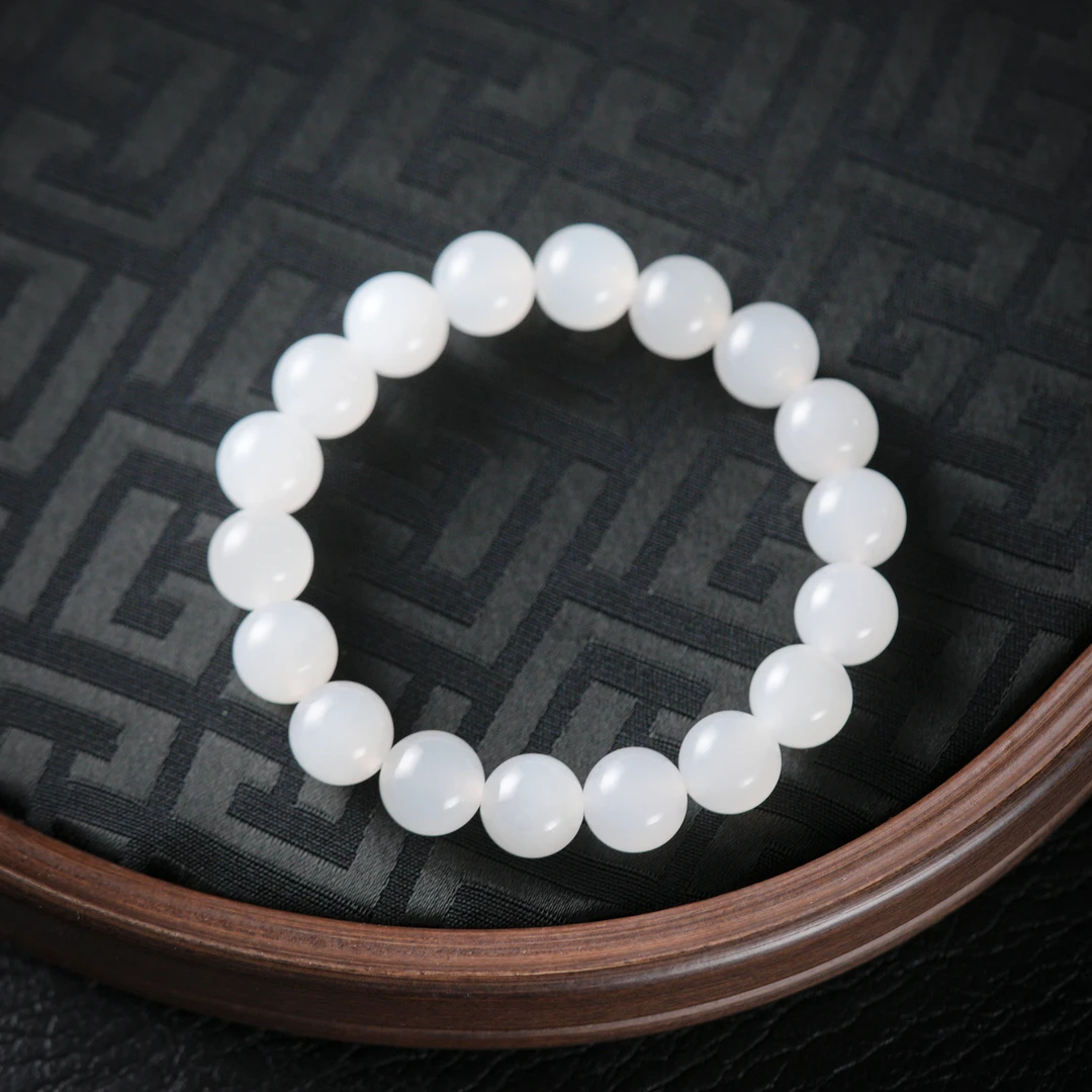 【诗蓉】云凝·精品和田玉青海老料手串珠径约10mm时尚单圈AS2063