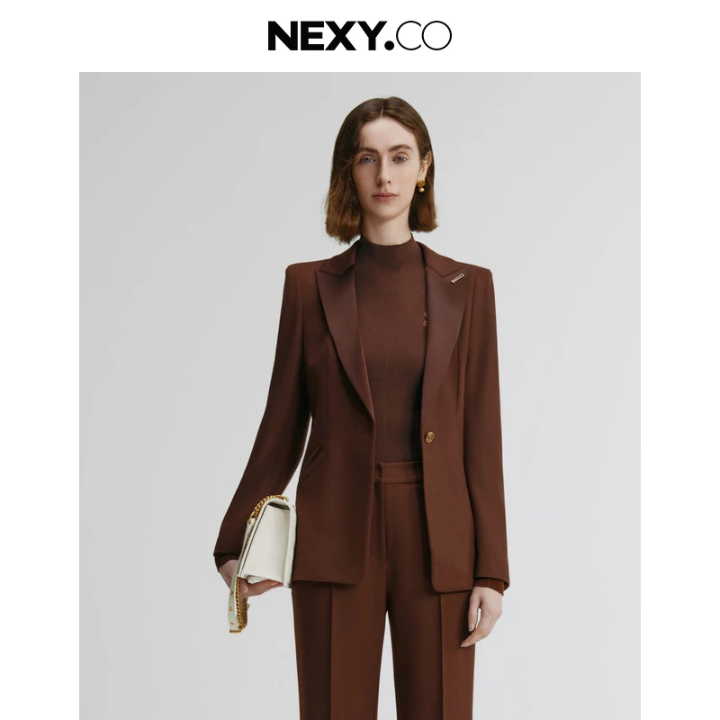 NEXY.CO/奈蔻气质长袖修身复古修身通勤西装外套XA02095B8
