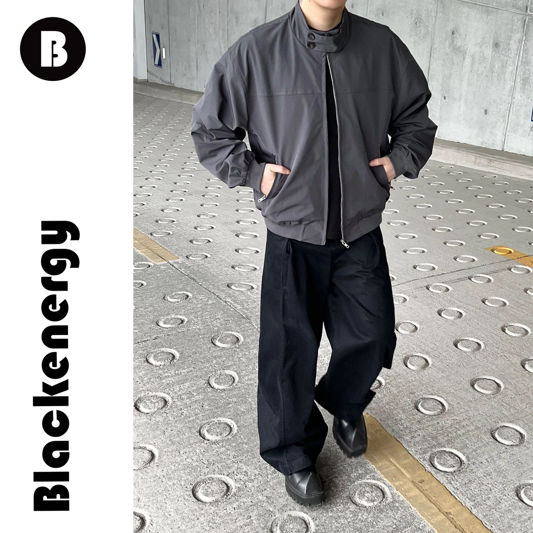 解构风立领外套男春秋季美式小众休闲美式复古宽松重磅极简风夹克