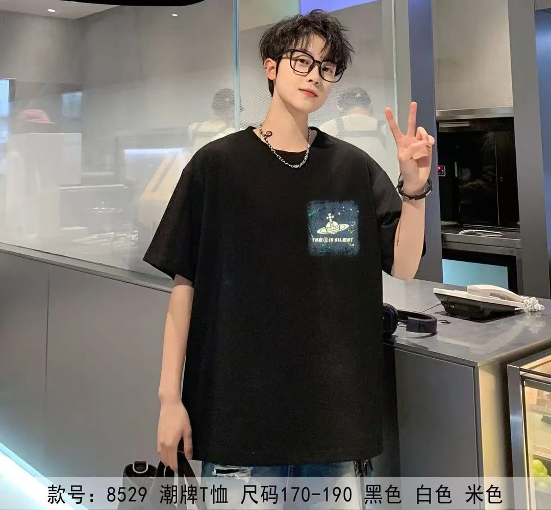 8529 利家地球款夏季新款休闲休闲百搭潮流短袖