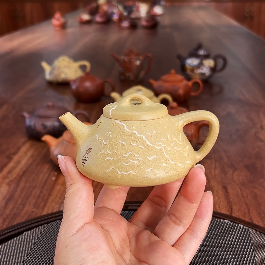 硒***叶茶壶紫砂瘦雪石瓢