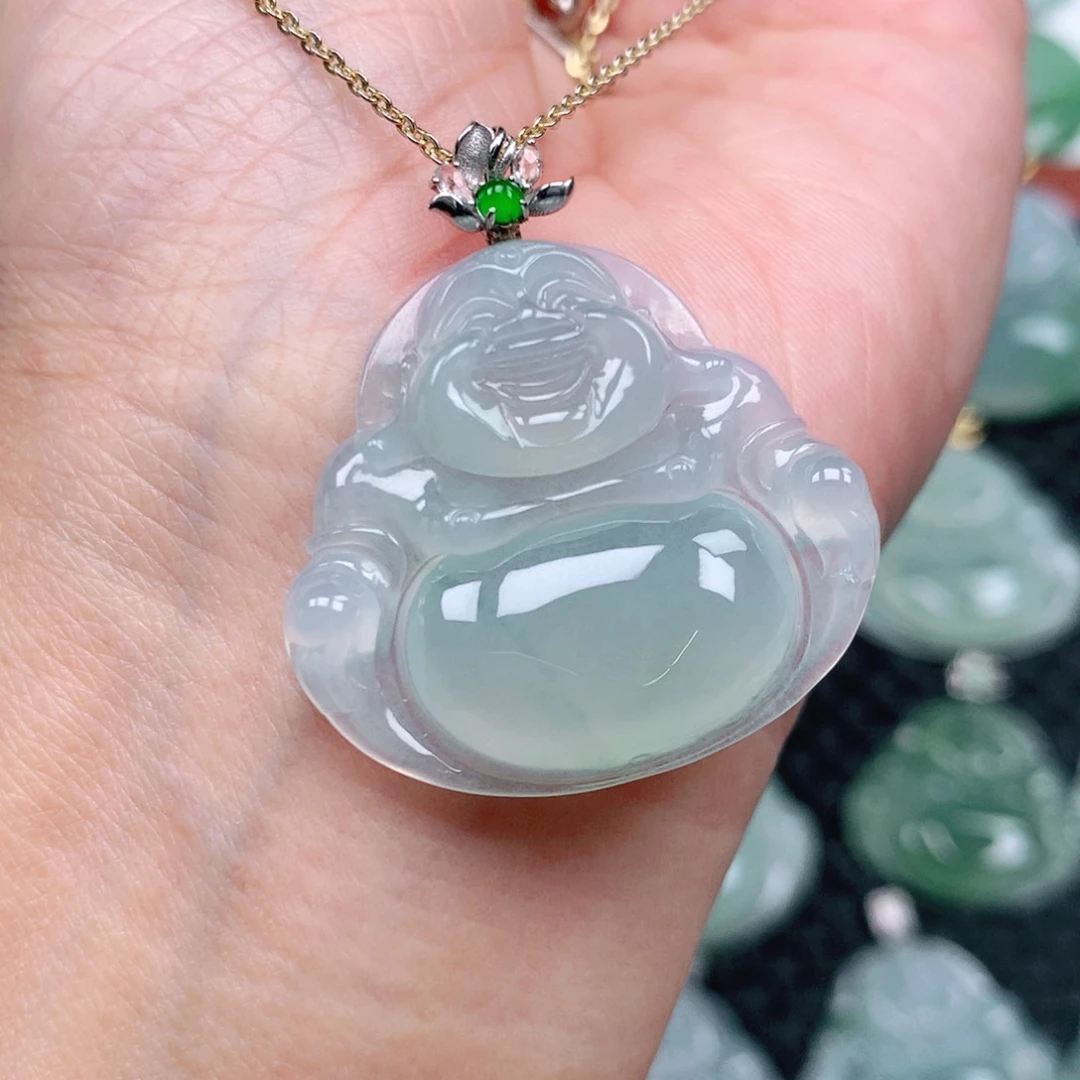 翡翠吊坠(不含链)18K金镶嵌