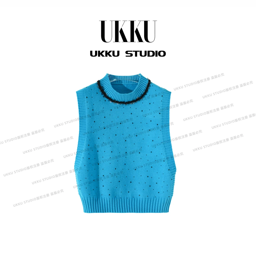 【UKKUSTUDIO】气质多巴胺轻奢小众百搭马甲毛衣615202