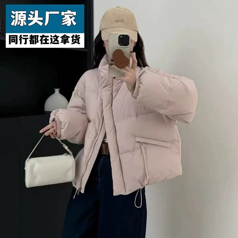 梵乐芬嘉嘉新款羽绒服女装短款立领斜拉链羽绒服