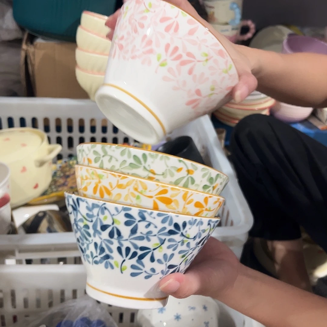 瓷片四季碗4个微瑕