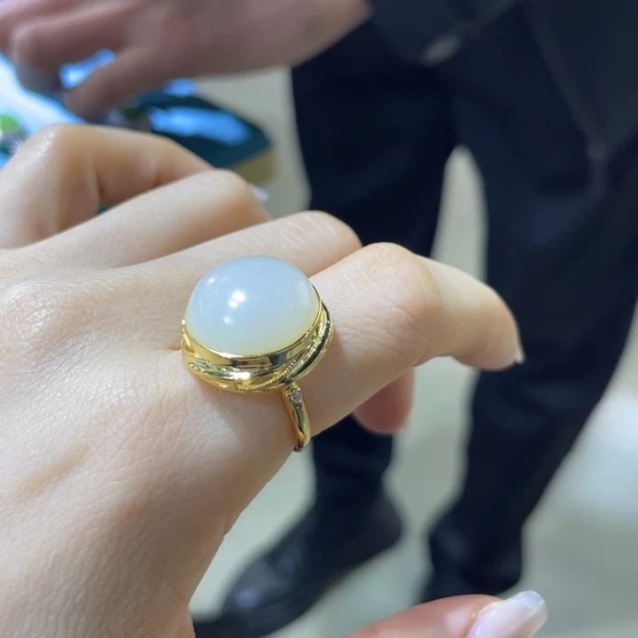 和田玉银S925镶嵌戒指