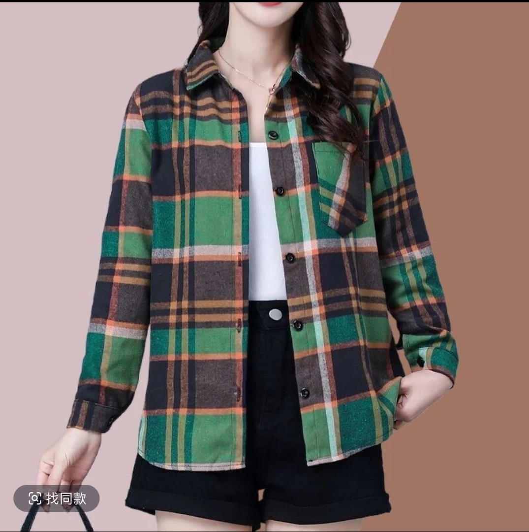 2025早秋新款显瘦时尚妈妈装衬衫长袖网红洋气气质格子格纹外套