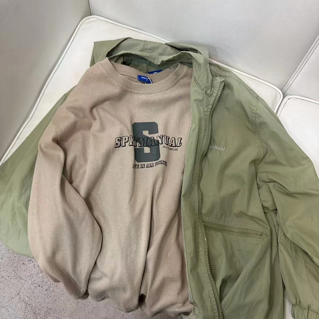 反季风衣外套！9362韩版连帽风衣外套洋气时尚中性款宽松风衣外套