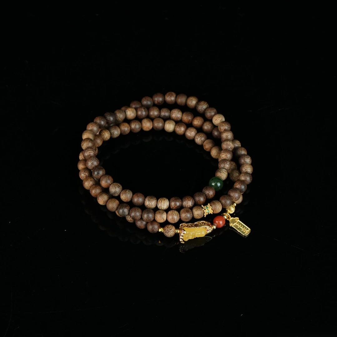 A4312印尼坤甸中东回流沉香软丝9分沉手串0.54cm 8g