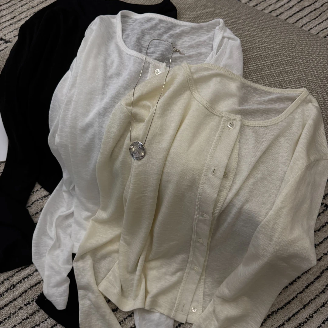 韩版2025夏季新款舒适感透气薄款长袖防晒开衫女