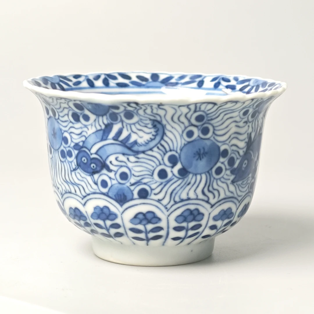 晚清 青花鱼藻纹杯XX-0187