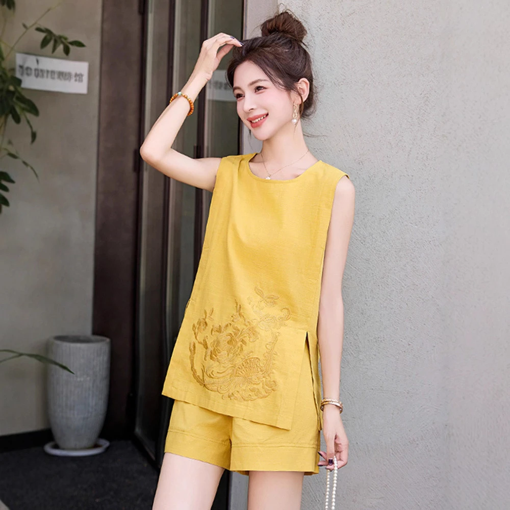 中式国风无袖上衣搭配一整套装女夏季新款小个子25-35岁气质女装
