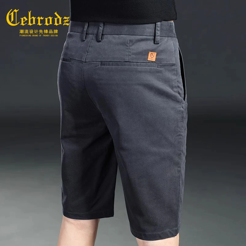 法国Cebrodz高端休闲短裤男士夏季薄款系皮带男士五分裤男