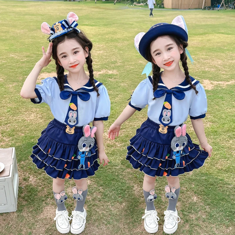 巴拉巴拉云朵女宝宝迪士尼公主裙夏装洋气儿童朱迪兔子警官衣