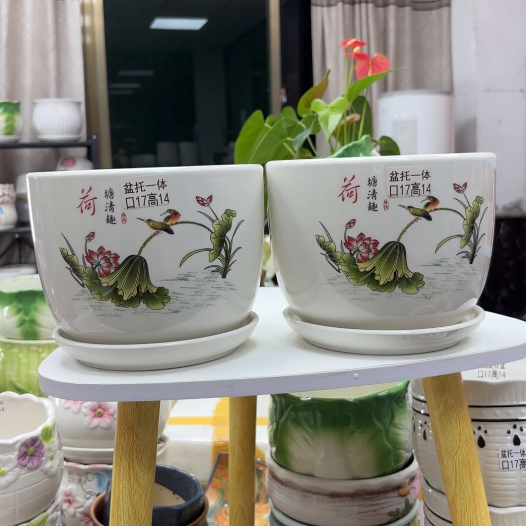 @夏西陶瓷花盆@@荷花