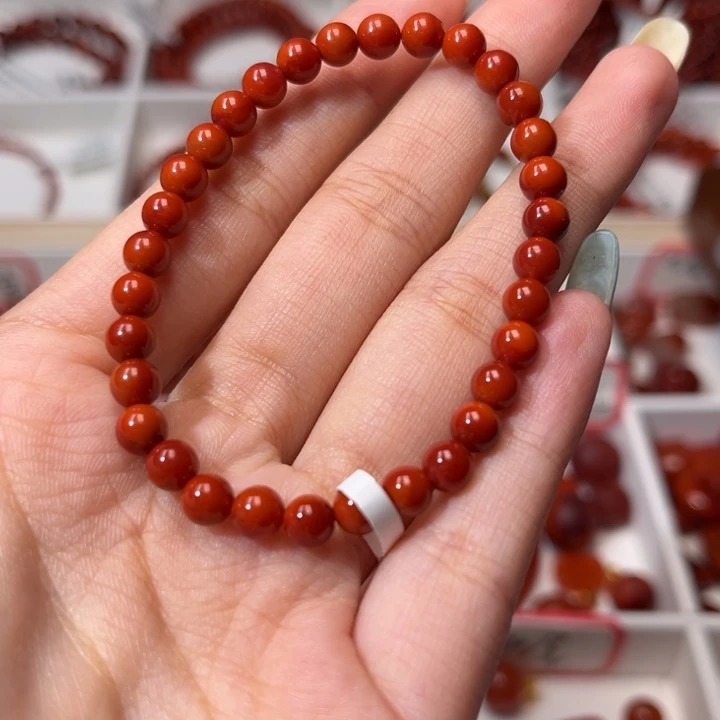 南红玛瑙未镶嵌手链精品满肉柿子锦5mm