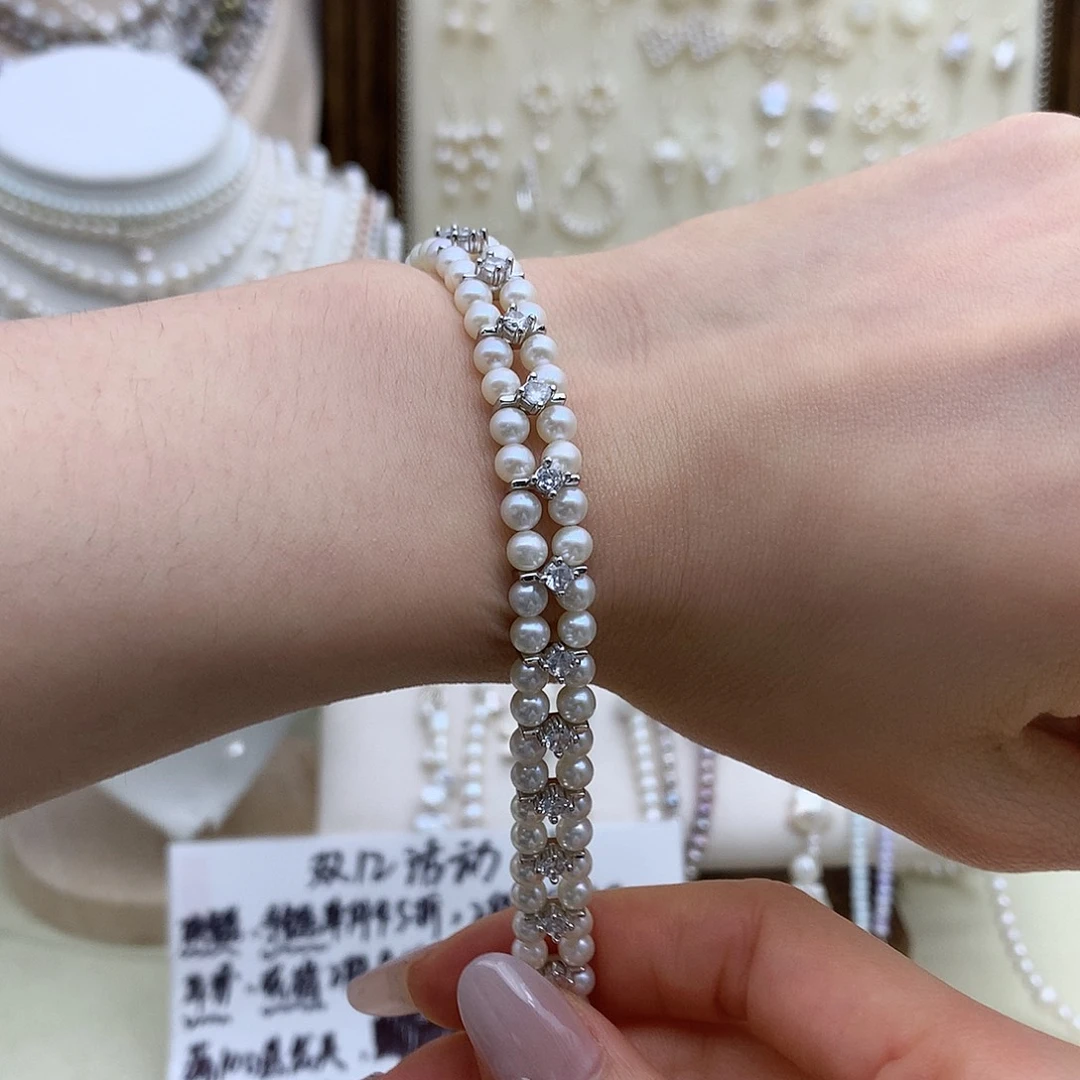 银S925镶嵌耳饰淡水珍珠