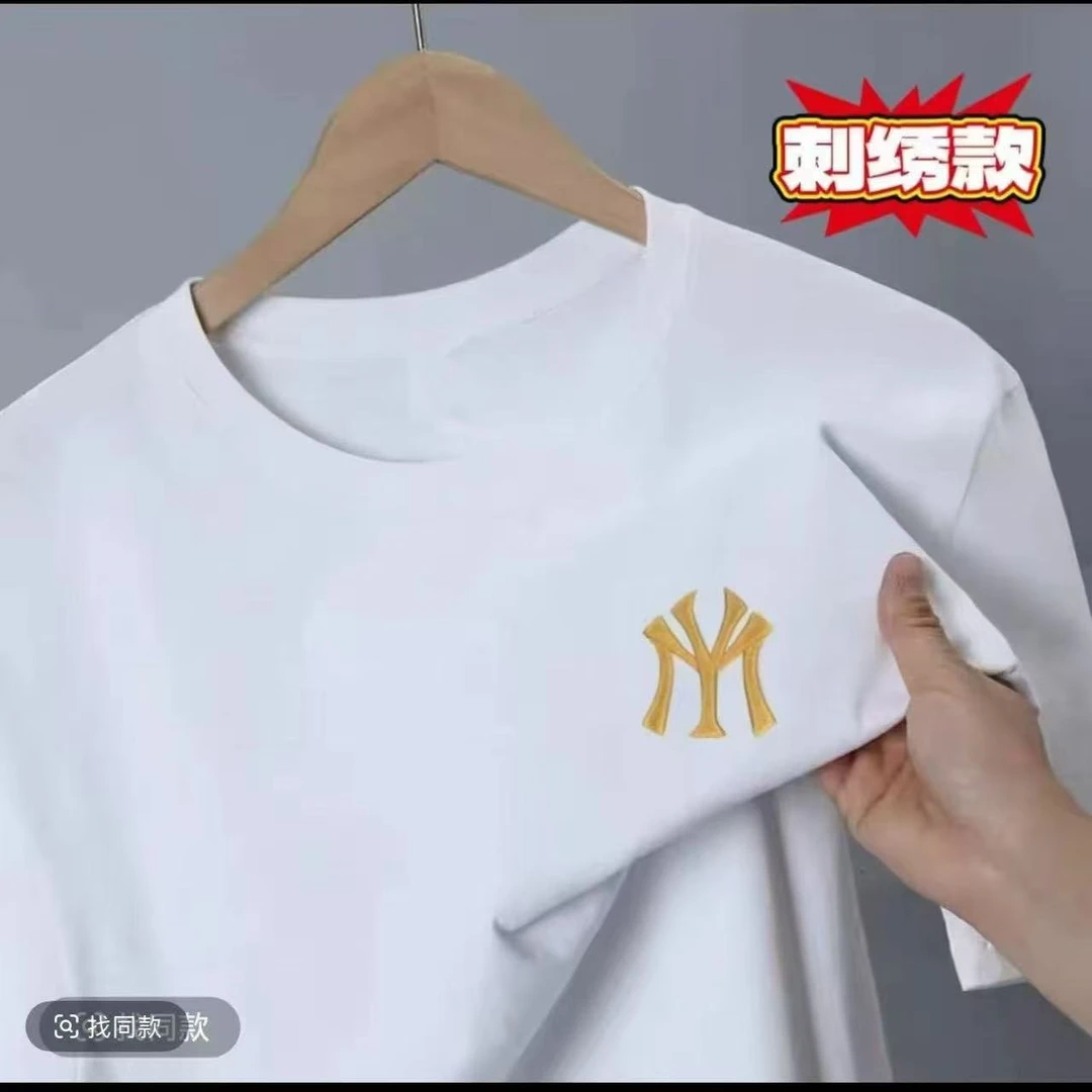 【刺绣】纯棉T 圆领男女同款夏季短袖情侣针织亲肤时尚潮流百搭