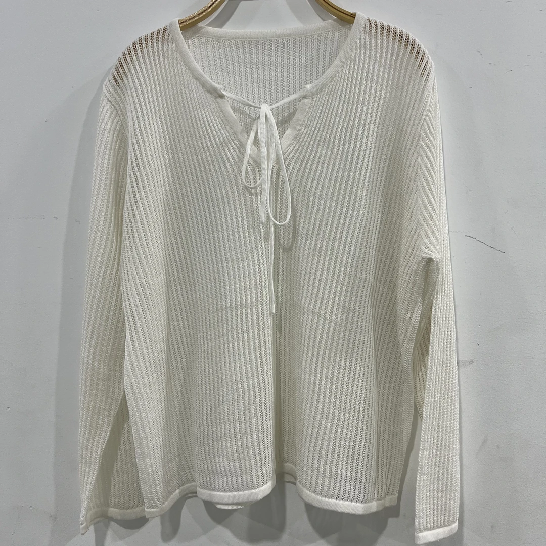 [妍姐优选]DM8003.时尚天丝亚麻薄款镂空开衫