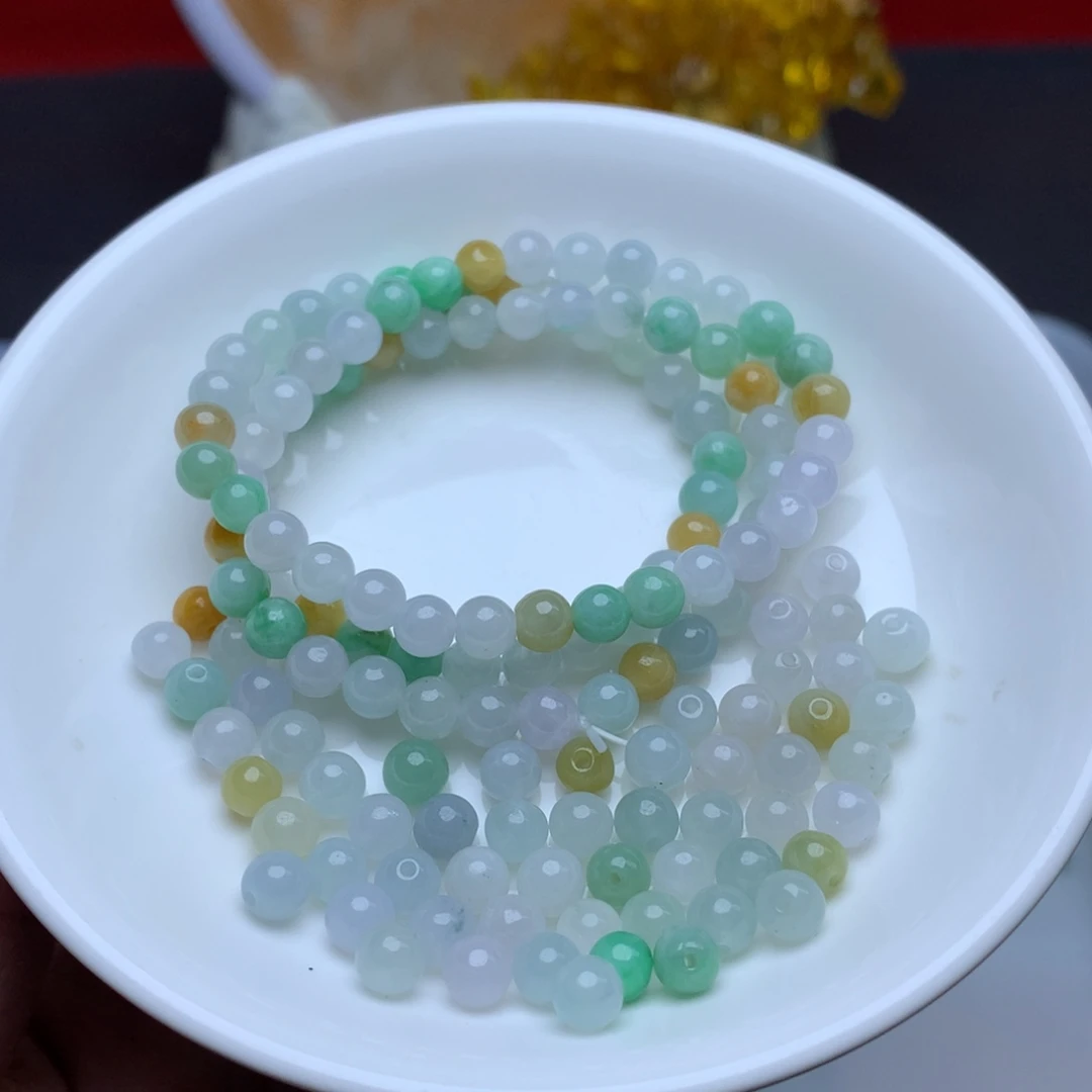 【闪购商品】翡翠手链未镶嵌卡5.5冰三彩33个