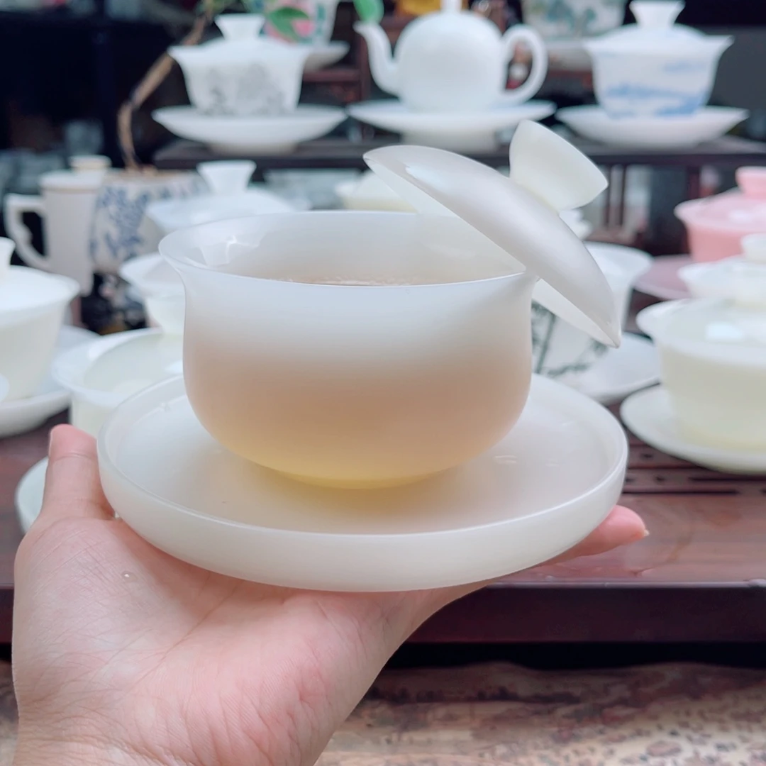 润玉暖色150毫升素烧布袋盖碗