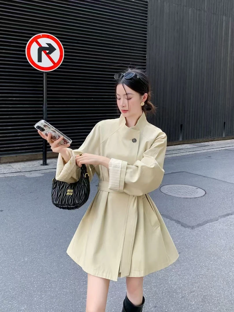 中长款风衣女秋季新款廓形卡其色气质小个子韩版一粒扣外套2551