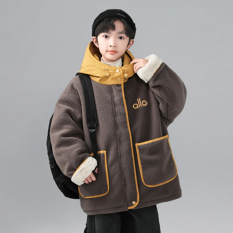 男童冬装加绒加厚外套2025新款冬季毛毛衣棉服中大儿童男孩冬款潮