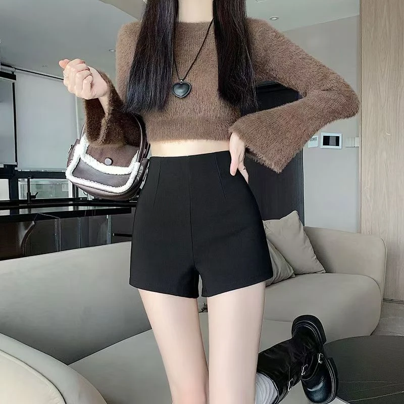 女生春夏外穿高腰显瘦辣妹百搭高弹氛围网红休闲高档A字短裤热裤