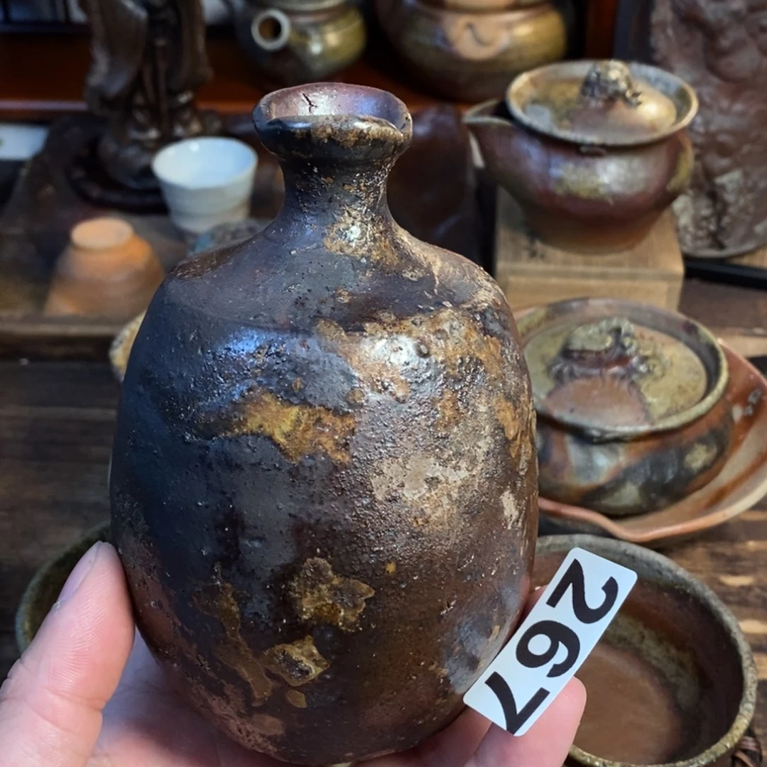 备前烧柴烧茶具西川政美有裂