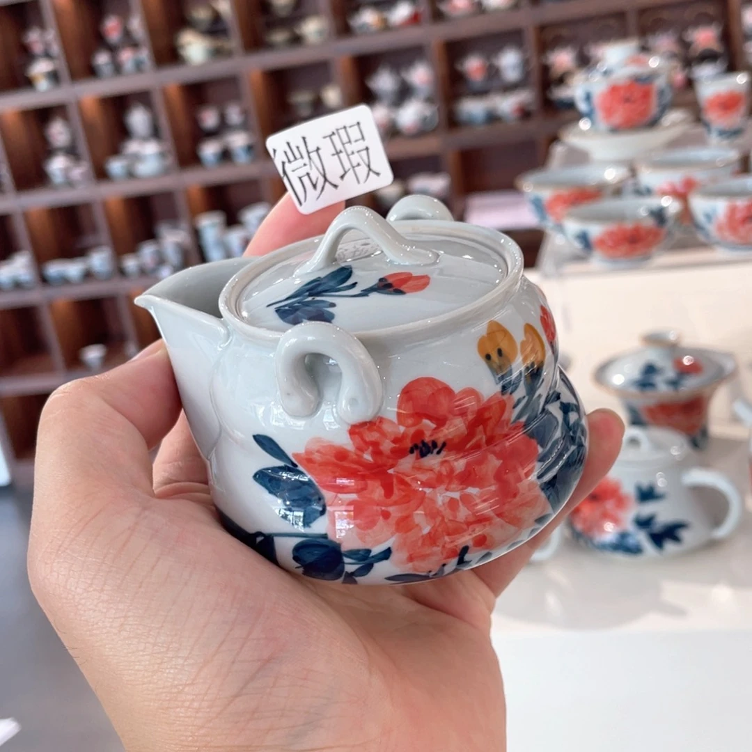 釉下彩纯手绘有瑕