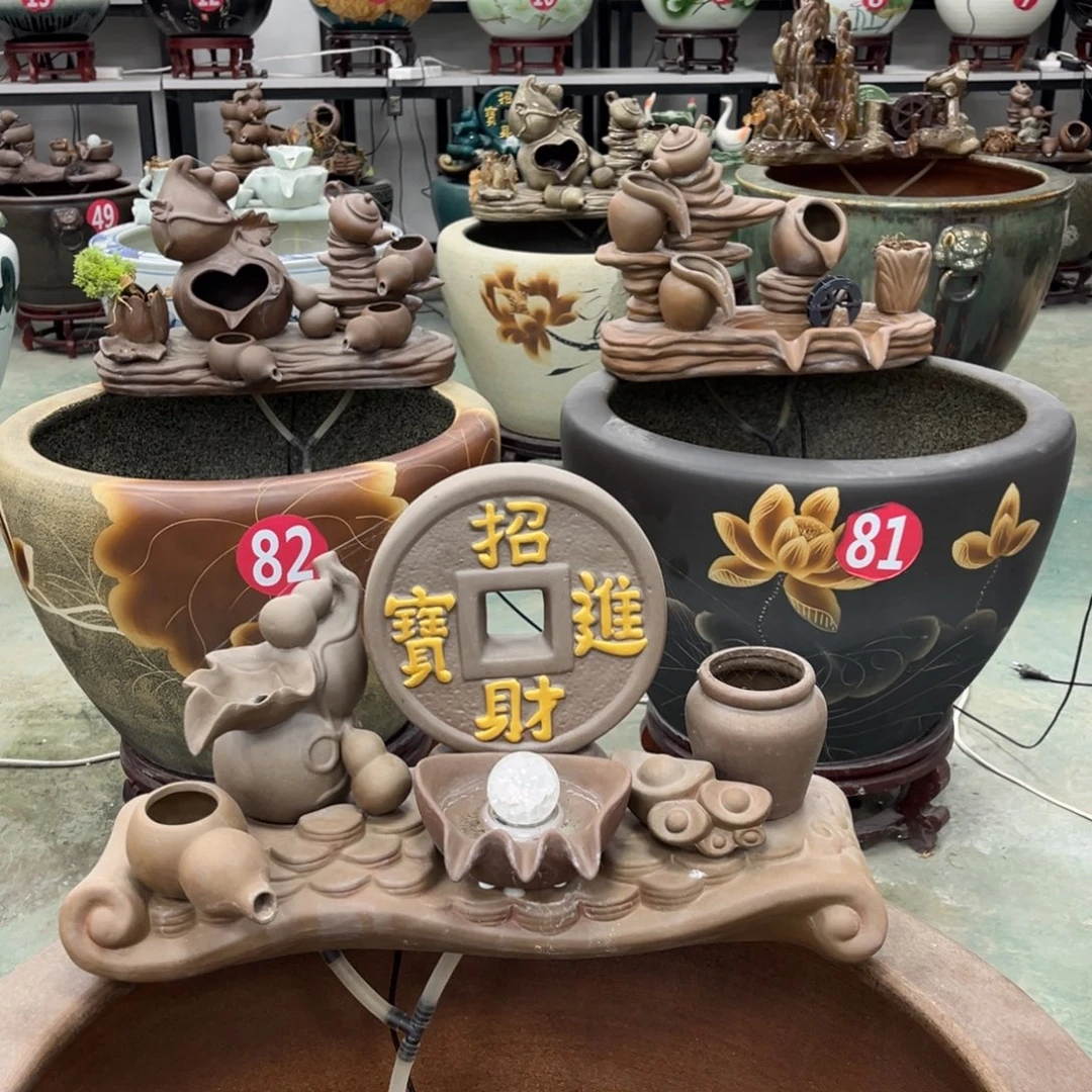 瓷片流水摆件一件