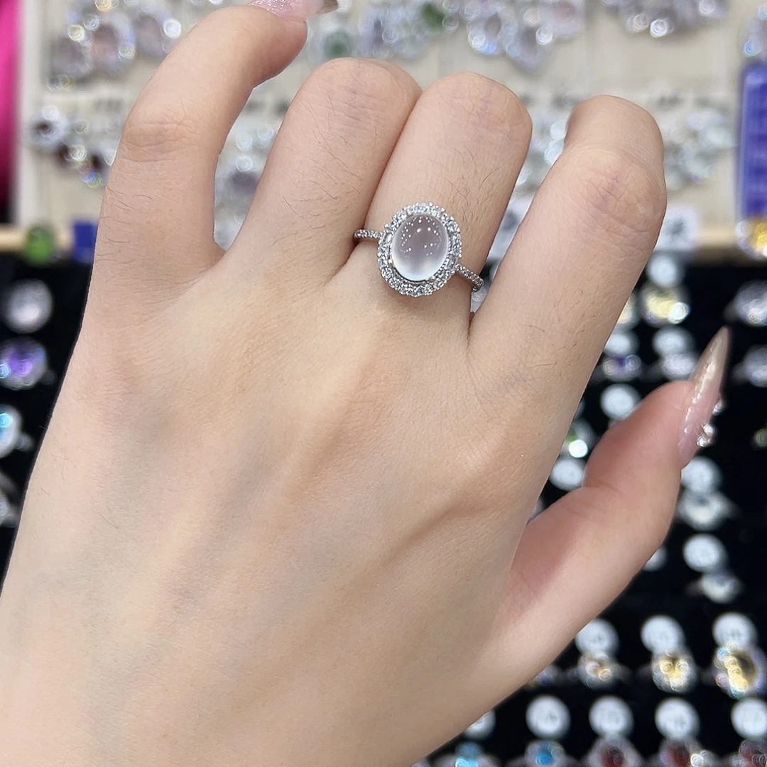 拿***、蛇纹石玉银S925镶嵌戒指