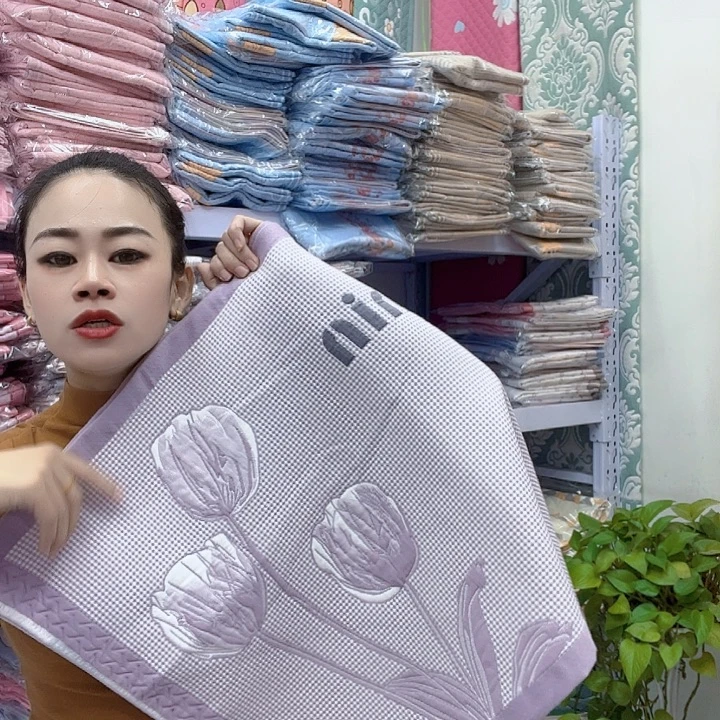棉紫色郁金香纯棉