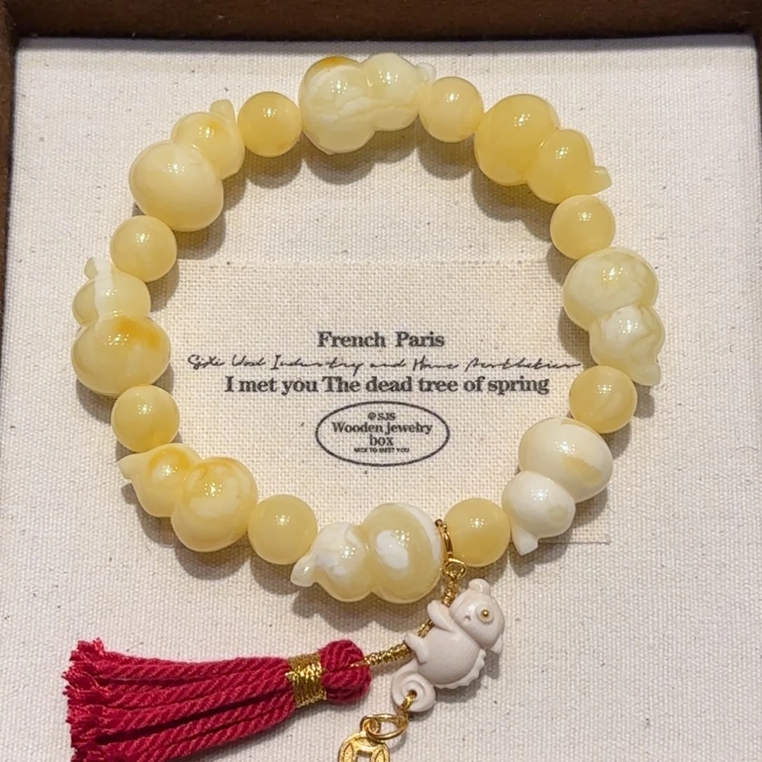 琥珀未镶嵌珠宝奇石葫芦多宝手串