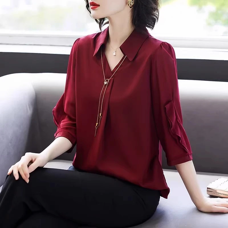 妈妈春装衬衫上衣结婚礼服喜婆婆婚宴中老年女装2025新款春秋套装