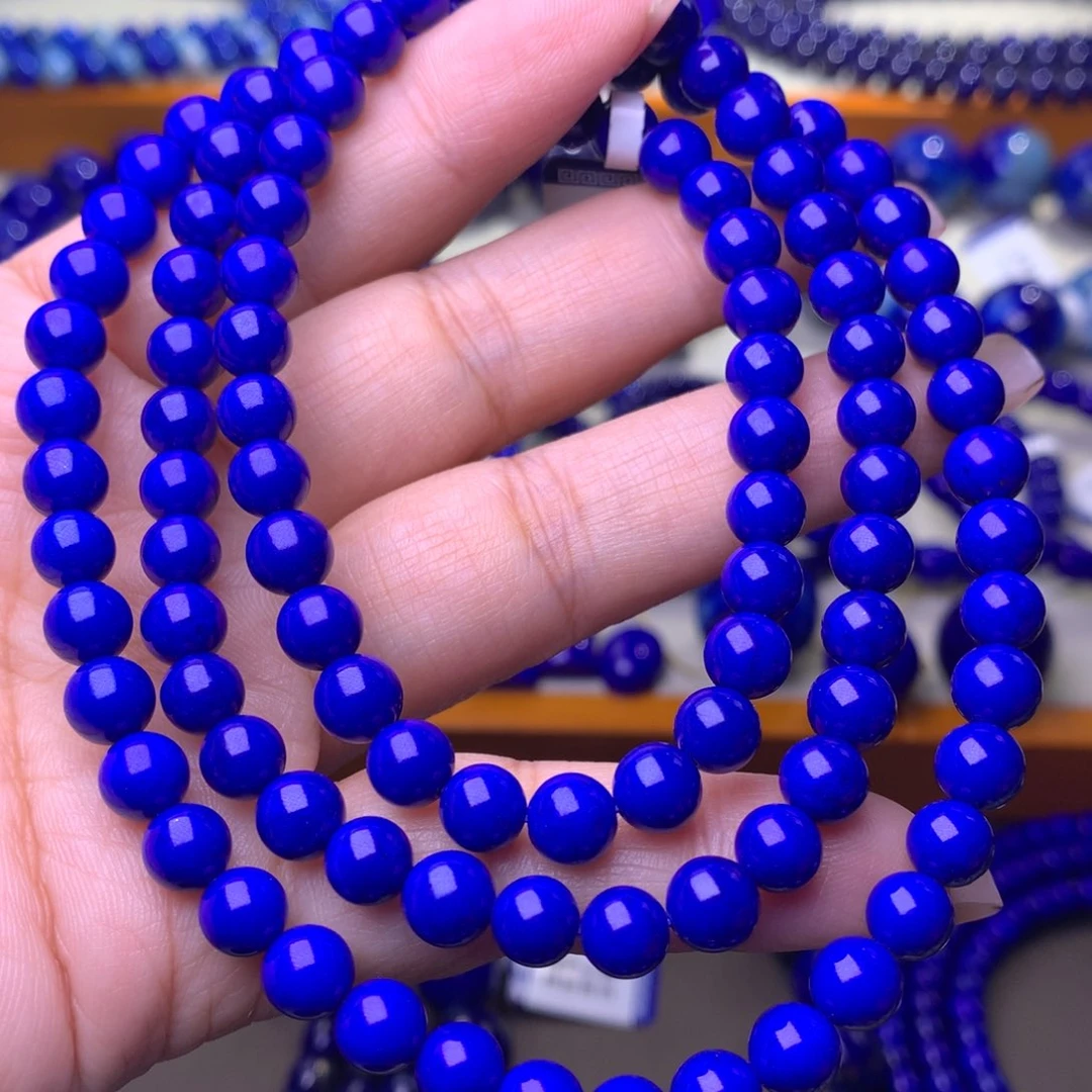 青金石未镶嵌手串6.8m108顶级克莱因蓝