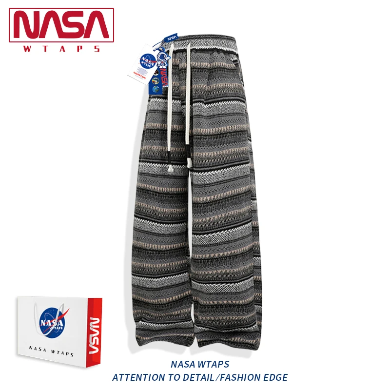NASA WTAPS美式复古休闲裤男款春秋季潮牌宽松直筒阔腿运动长裤子