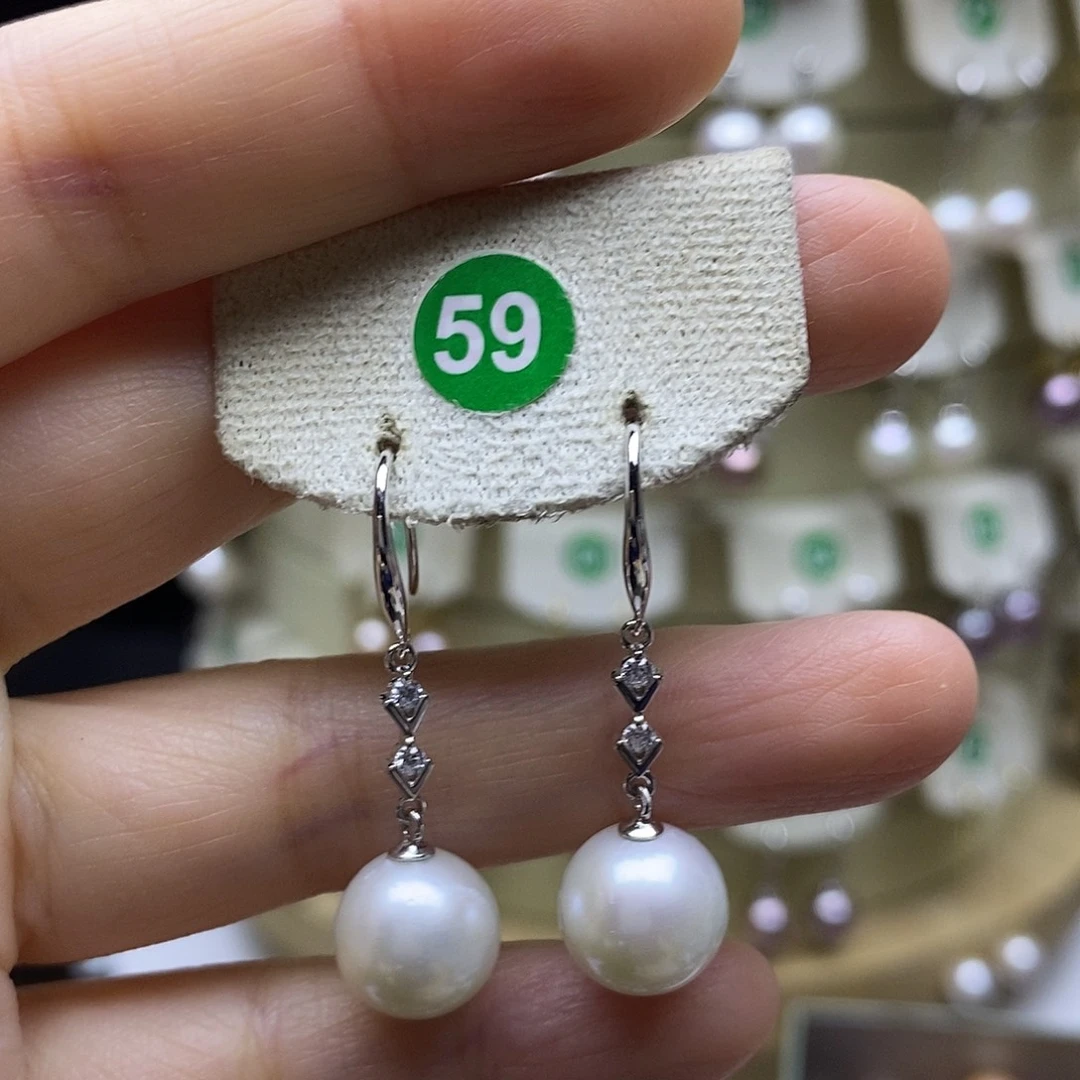 银S925镶嵌耳饰淡水珍珠