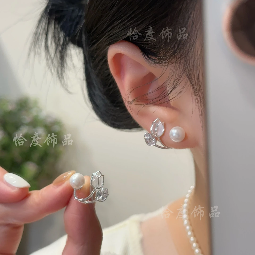 【恰度】气质郁金香珠珠耳钉小众高级感设计