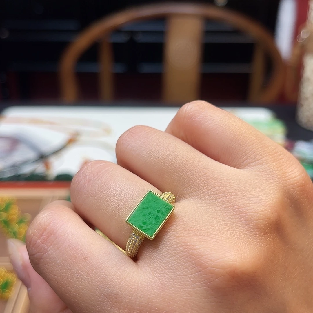 翡翠银S925镶嵌戒指炸