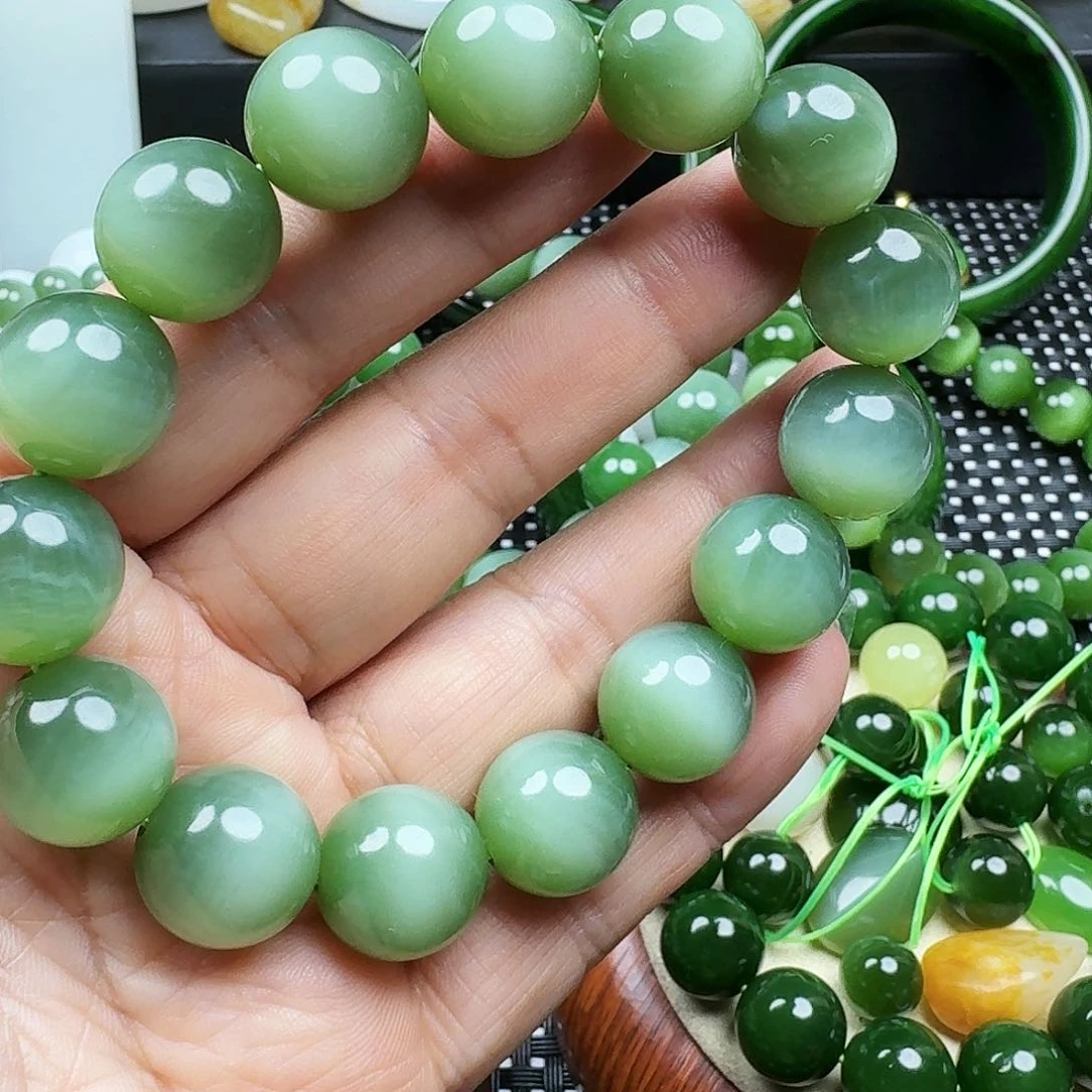 【闪购商品】未镶嵌手链和田玉（碧玉）卡14粉绿猫耳