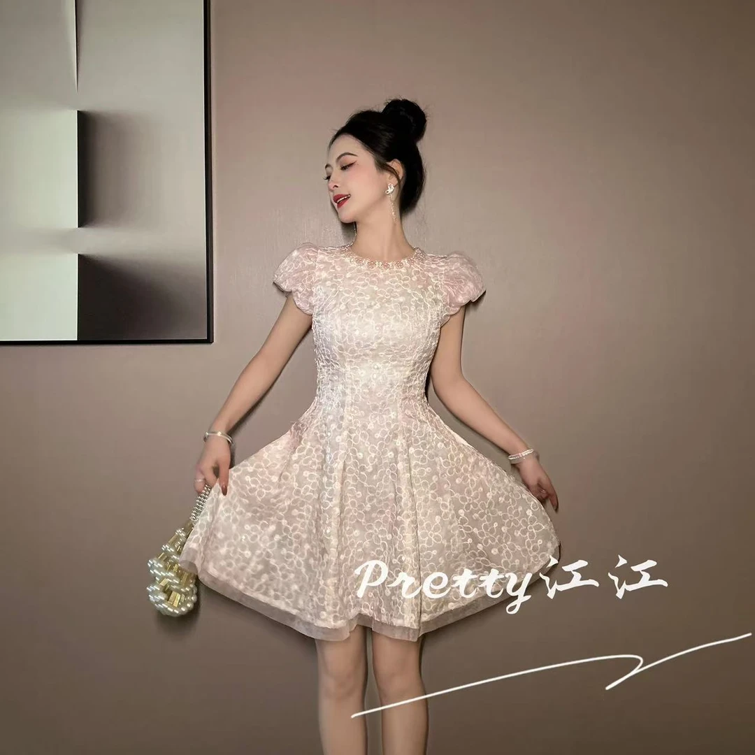 Pretty小众设计师品牌江江定制 法式少女时尚名媛宴会连衣裙45159