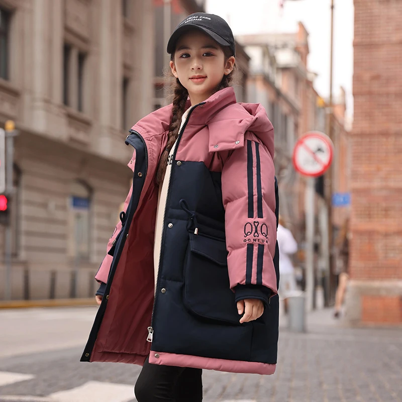 14周岁及以上儿童羽绒服2023新款女童中长款韩版中大童女宝宝洋气