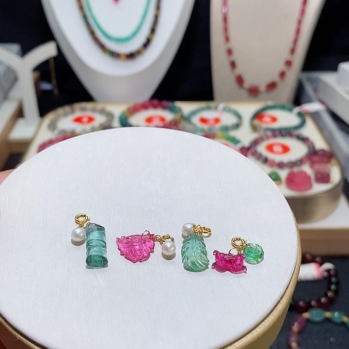 碧玺吊坠(不含链)18K金镶嵌碧玺吊坠多样性发一件