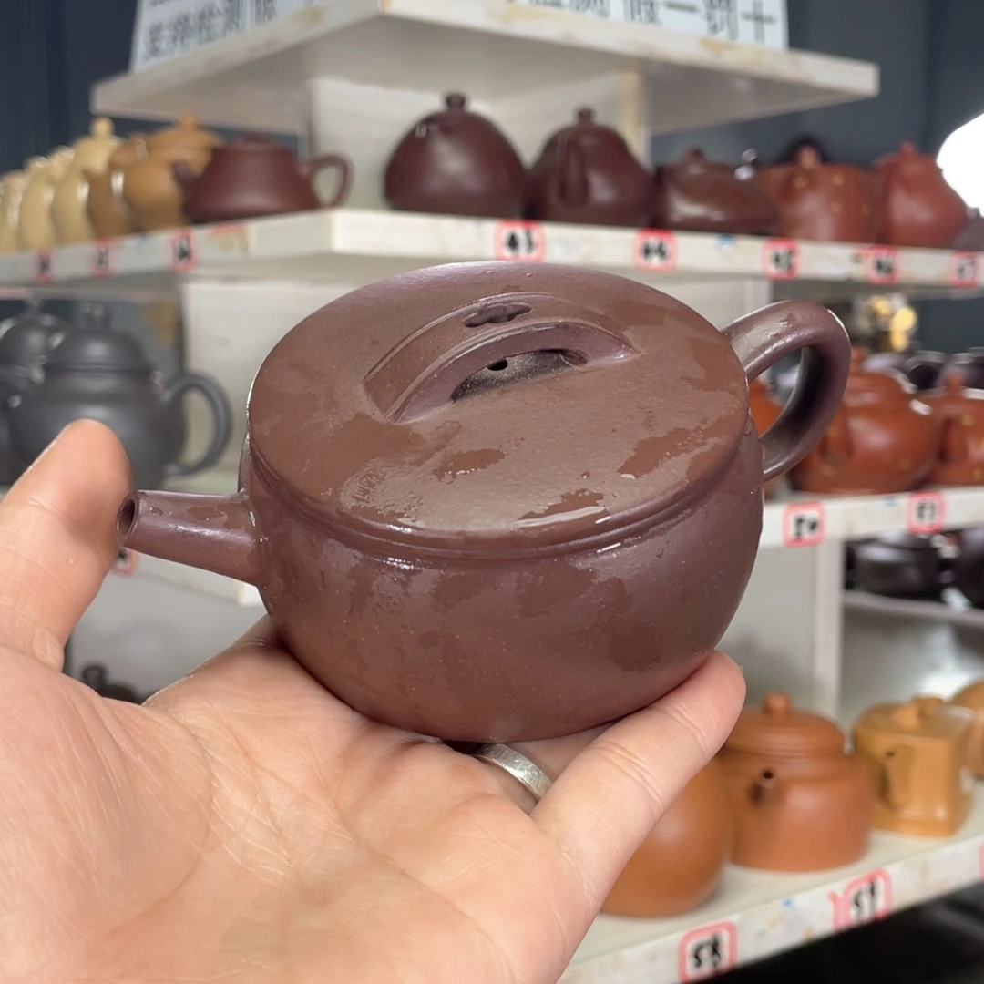 紫砂茶壶天青半手工170毫升壶底封釉