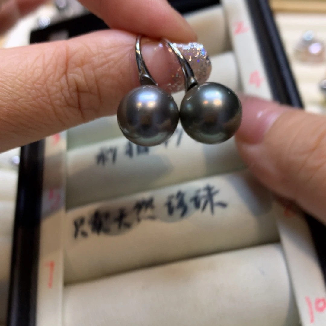 银S925镶嵌海水珍珠耳饰