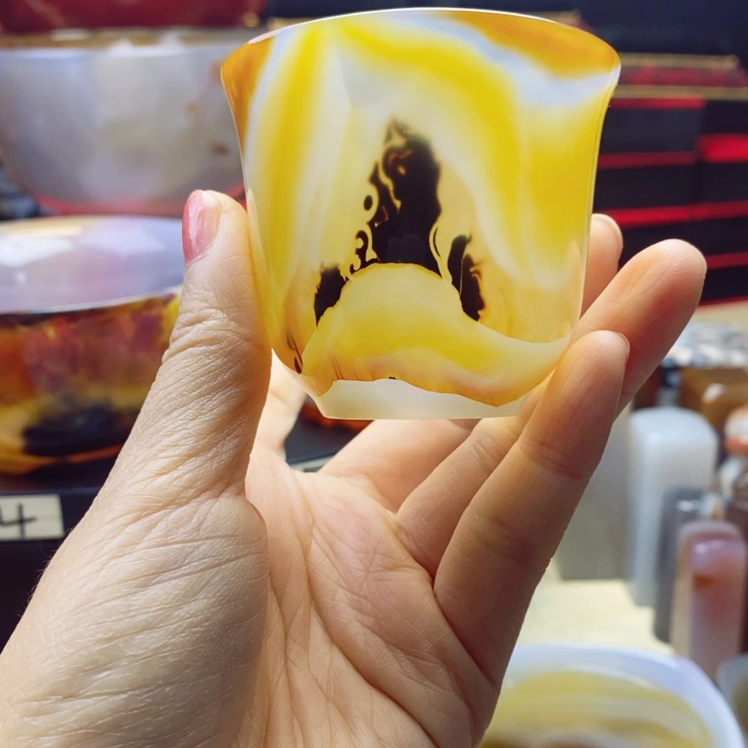 未镶嵌杯子玛瑙/玉髓莫*